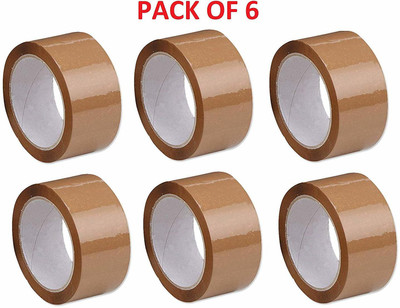 FIREWELD Single Sided BOPP Tape Cello Tape & Tape Dispenser (Manual)(Set of 6, Brown)