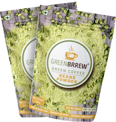 GreenBrrew Organic & Unroasted Green Coffee Beans Powder (Pack of 2) Instant Coffee(2 x 200 g, Green Coffee Flavoured)