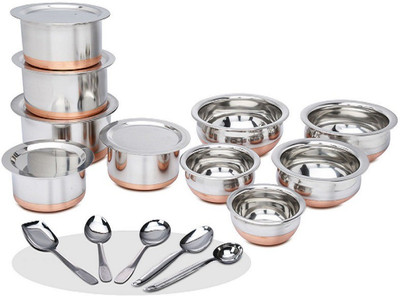 Klassi Kichen Induction Bottom Cookware Set(Stainless Steel, 15 - Piece)