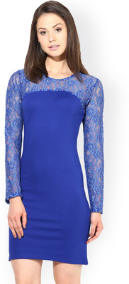 HARPA Women Bodycon Blue Above Knee/Mid Thigh Length Dress