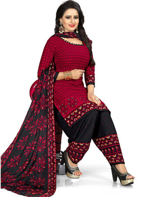 Saara Poly Crepe Printed Salwar Suit Material(Unstitched)