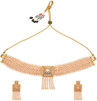 RUBANS Brass Gold-plated Gold, Pink Jewellery Set(Pack of 1)
