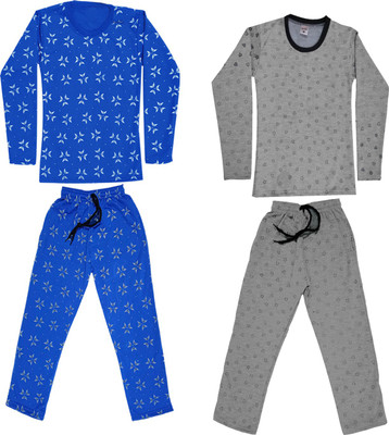 KAVYA Girls Casual T-shirt Track Pants(Grey)