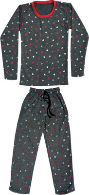 Indistar Girls Casual T-shirt Track Pants(Grey)