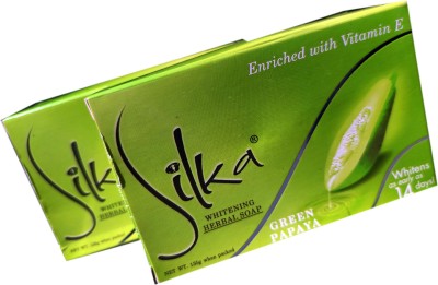 SILKA SKIN FAIRNESS PAPAYA SOAP , GREEN PAPAYA SOAP(2 x 67.5 g)