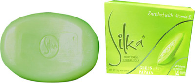 SILKA skin whitening green papaya soap ,Enriched with Vitamin E,(2 x 67.5 g)