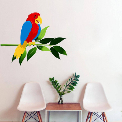 Wallzone 60 cm Colorful Parrot Removable Sticker(Pack of 1)