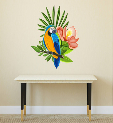 Wallzone 50 cm Colorful Parrot Removable Sticker(Pack of 1)