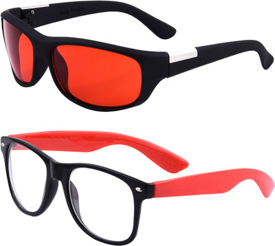Amour Propre Wayfarer Sunglasses(Red, Clear)