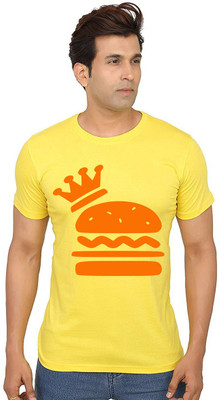 Aseria Printed Men Round Neck Yellow T-Shirt
