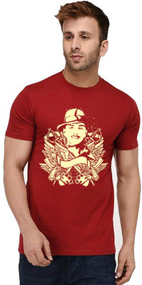Aseria Printed Men Round Neck Red T-Shirt