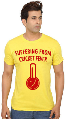 Aseria Graphic Print Men Round Neck Yellow T-Shirt