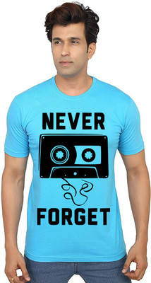 Aseria Printed Men Round Neck Light Blue T-Shirt