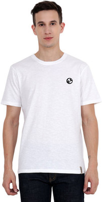 SHELLOCKS Solid Men Round Neck White T-Shirt