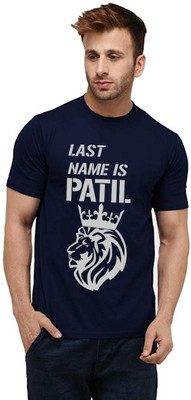 Aseria Printed Men Round Neck Dark Blue T-Shirt