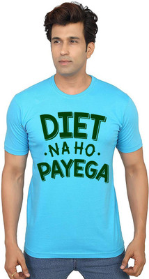 Aseria Printed Men Round Neck Light Blue T-Shirt