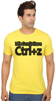 Aseria Printed Men Round Neck Yellow T-Shirt