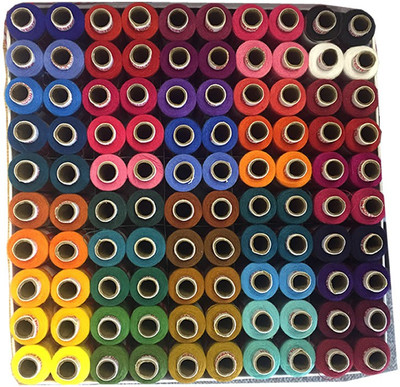 sriaarnika 100 Spools Each colour is of 4 pcs Thread(135 m Pack of100)