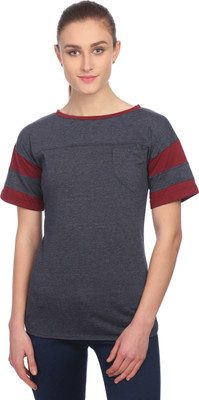 Taaruush Casual Short Sleeve Solid Women Grey Top