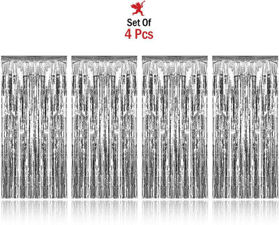 Party Propz Silver Foil Curtain Pack of 4(Silver)