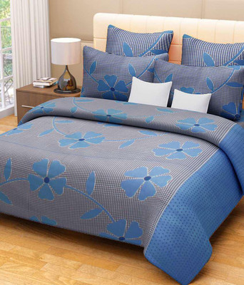 LAPADI MAKEOVERS 0 TC Polycotton Double 3D Printed Flat Bedsheet(Pack of 1, Blue)