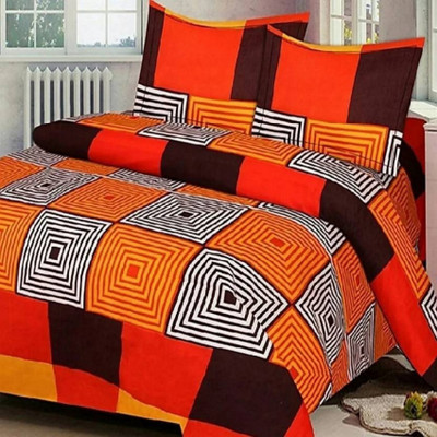 Sumit Fab 144 TC Polycotton Double Checkered Flat Bedsheet(Pack of 1, Multicolor)