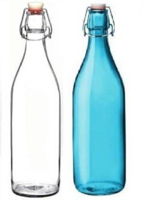 keshavmadhav Bottles set834 1000 ml Bottle(Pack of 2, Clear, Blue, Glass)