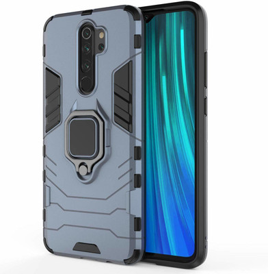 MOBILOVE Back Cover for Mi Redmi Note 8 Pro | Dual Layer Hybrid Armor Defender Case with 360 Degree Metal Finger Ring(Blue, Rugged Armor, Pack of: 1)