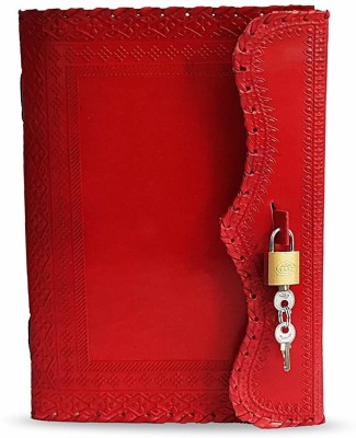 alcraft Leather Notebook Diary with Lock and Key A4 Planner/Organizer No 200 Pages(Red)