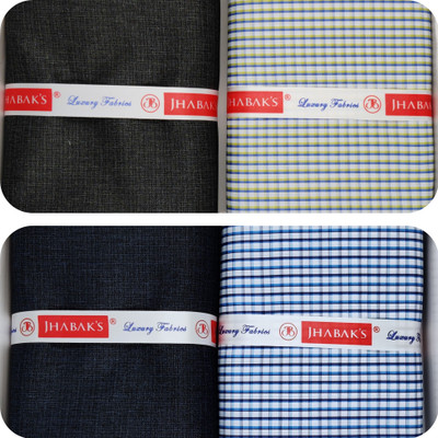 JHABAK'S Polyester Checkered, Self Design Shirt & Trouser Fabric