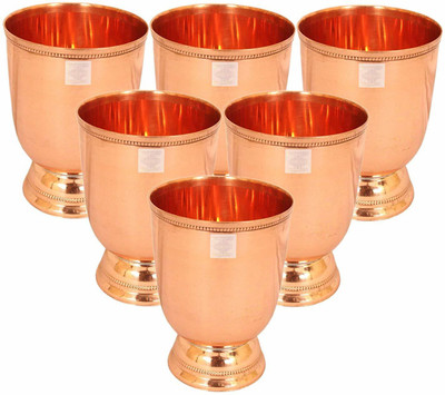 IndianArtVilla (Pack of 6) IAV-CC-3-116-6 Glass Water/Juice Glass(2700 ml, Copper, Brown)