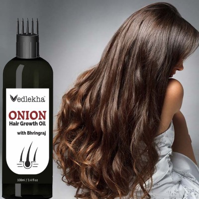 Vedlekha Onion Oil For 14 Essential Oils for Hair Regrowth, Dandruff Control Hair Oil With Comb Aplicator Hair Oil(100 ml)