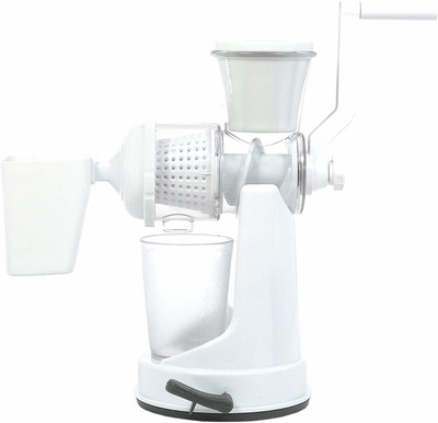 Floraware Plastic Hand Juicer Plastic Fruit and Vegetable Juicer with Waste Collector (White)(White)