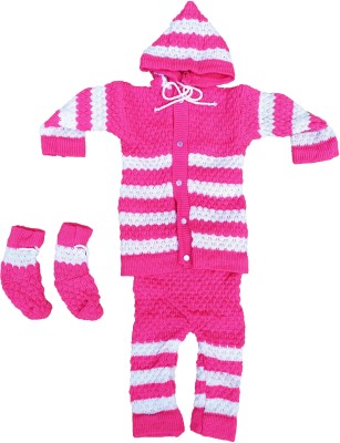 Mom And Son Baby Boys & Baby Girls Casual Sweater Pyjama(Pink)