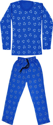 Indistar Girls Casual T-shirt Track Pants(Blue)