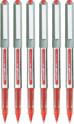 uni-ball Eye UB 157 | Tip Size 0.7 mm | Comfortable Grip | For School & Office Use | Roller Ball Pen(Pack of 6, Red)