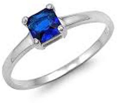 CLEAN GEMS Certified Blue Sapphire (Neelam) 8.25 Ratti or 7.50 Carat for Male & Female 92.5 Sterling Silver Sterling Silver Sapphire Ring