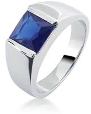 CLEAN GEMS Certified Blue Sapphire (Neelam) 4.25 Ratti or 3.9 Carat for Male & Female 92.5 Sterling Silver Sterling Silver Ring