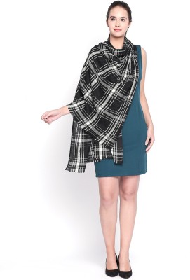 Style Quotient Wool Checkered Women Shawl(Grey)