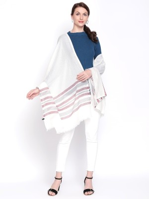 Style Quotient Cotton Striped Women Shawl(White)