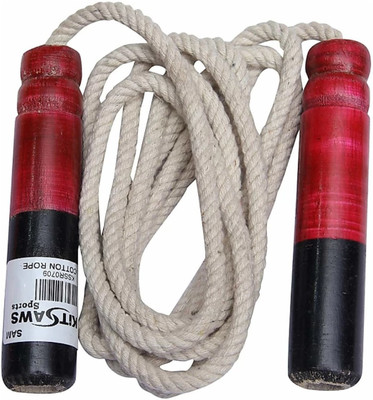 A.K WOODEN JUMPPING ROPE Freestyle Skipping Rope(White, Length: 274 cm)