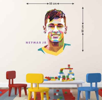 HAPPYSTICKY 60 cm Neymar J R|Footbal|Sports|Wallstickers|Pvc Vinyl|Non-Reusable Sticker| Self Adhesive Sticker(Pack of 1)