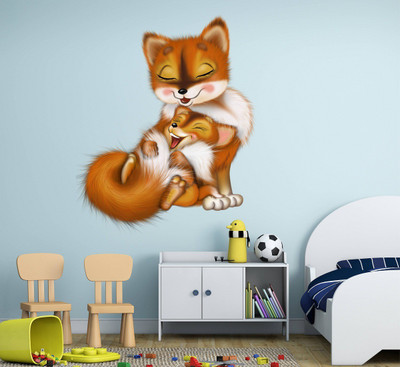LANSTICK 81.28 cm CAT WITH KITTY STICKER Self Adhesive Sticker(Pack of 1)