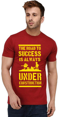 Aseria Printed Men Round Neck Maroon T-Shirt