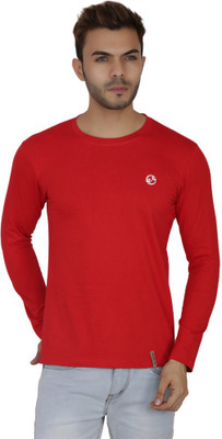 SHELLOCKS Solid Men Round Neck Red T-Shirt