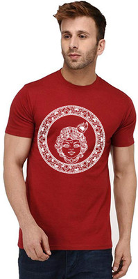 Aseria Printed Men Round Neck Red T-Shirt