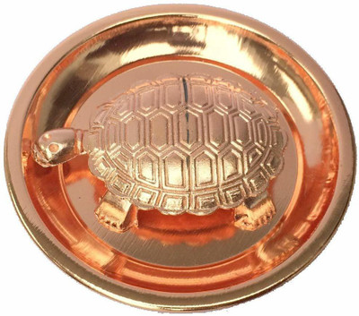 PUCHCHI Tortoise Tabel Showcase : Kachua With Plate Decorative Showpiece  -  4 cm(Copper, Gold)