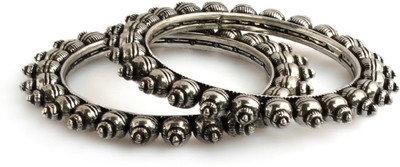 RUBANS Alloy Silver Bangle Set(Pack of 2)