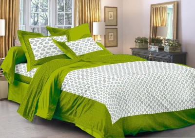 IBBA 210 TC Cotton Double Paisley Flat Bedsheet(Pack of 1, Green)