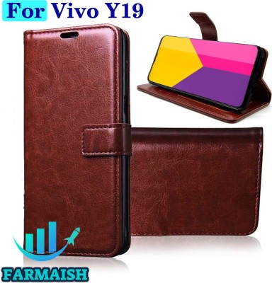 FARMAISH Flip Cover for Vivo Y19, Vivo U20(Brown, Shock Proof, Pack of: 1)